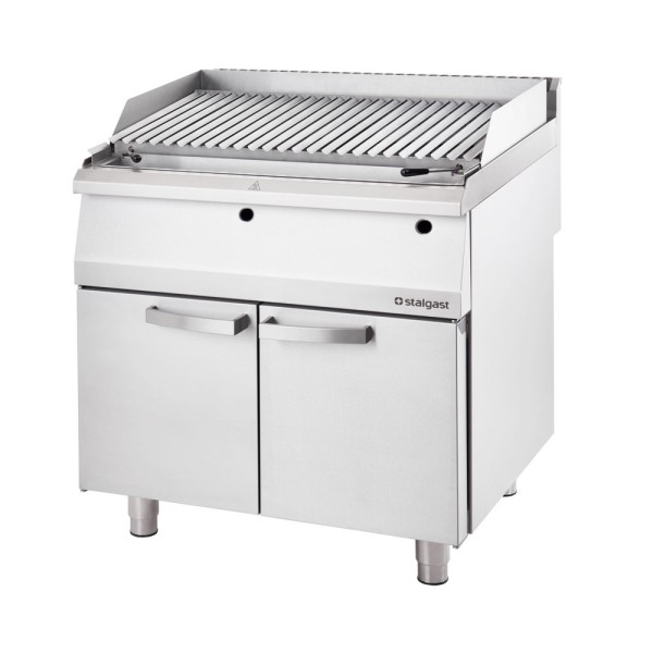 STALGAST Edelstahl Lavastein-Grill mit V-Rost für Fleisch und Gemüse, Serie 700 ND, 800 mm