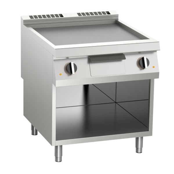 KBS Elektro-Grillplatte glatt verchromt 15kW 2 Heizzone offener Unterbau