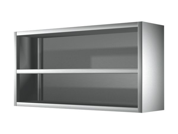 GASTROXTREM offener Edelstahl Wandhängeschrank 660 mm Höhe