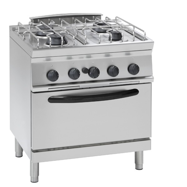 Tecnoinox Gasherd, 4 Brenner mit Elektro-Backofen, 19,5 kW