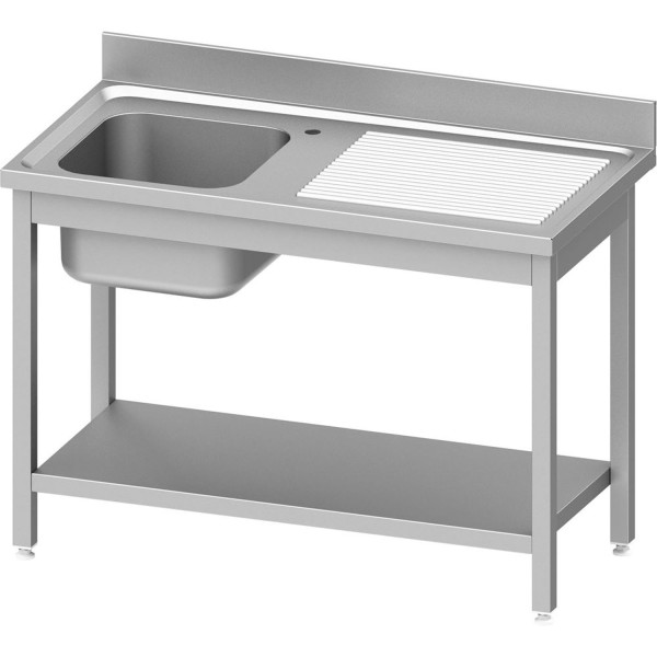 STALGAST Spültisch ECO mit Grundboden mit einem Becken links versch. Ausführungen, mit Aufkantung, S