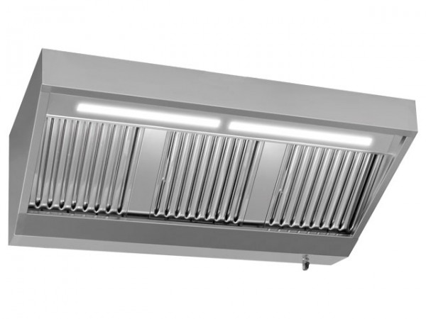 Wandhaube, 1600x1100mm, ohne Motor, mit Beleuchtung 1.800m³/h, 230V