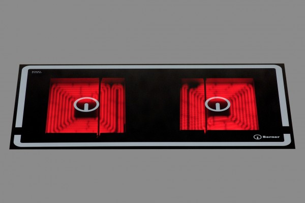 Berner BS2CESSQ Doppelkochplatte Glaskeramik mit quadratischen Kochzonen