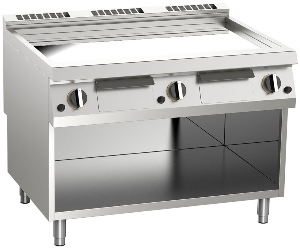 KBS Gas-Grillplatte glatt verchromt 31,5kW 3 Heizzonen offener Unterbau