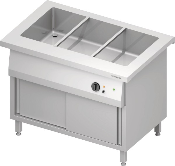 STALGAST Bain-Marie-Station "Free Flow" mit einem Becken 3x GN1/1 und Schiebetüren, 1132x735x880 mm