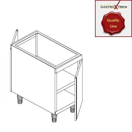 GASTROXTREM Edelstahl-Unterbauelement mit je 1 Flügeltür beidseitig / Durchreiche-Arbeitsschrank