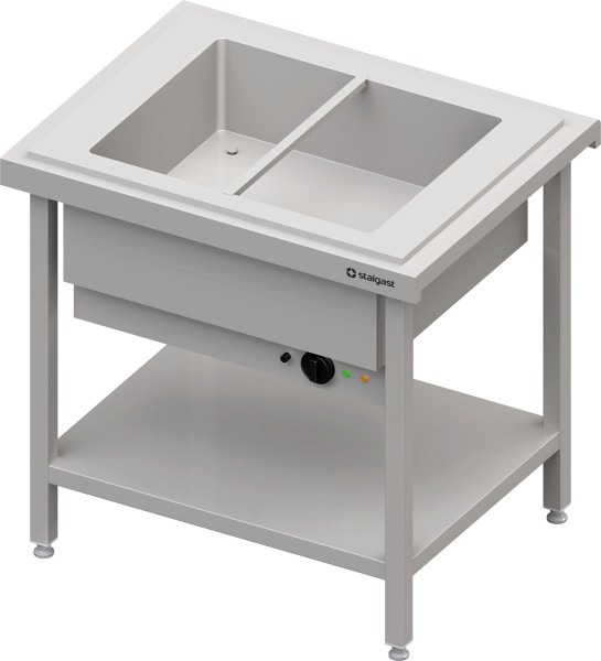 STALGAST Warmausgabe mit einem Bain-Marie-Becken 2x GN1/1, 920x735x880, Edelstahlabdeckung