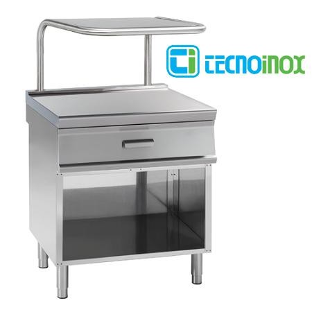 Edelstahl-Neutralelement mit Aufsatzbord Tecnoinox PNCS8FL8 Breite 80 cm mit Auszug GN 2/1