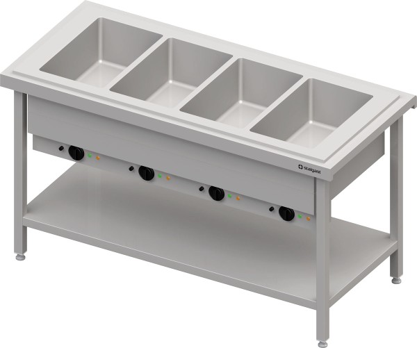 STALGAST Warmausgabe mit Bain-Marie 4x GN1/1 Einzelbecken, 1570x735x880, Granitabdeckung "Standard G