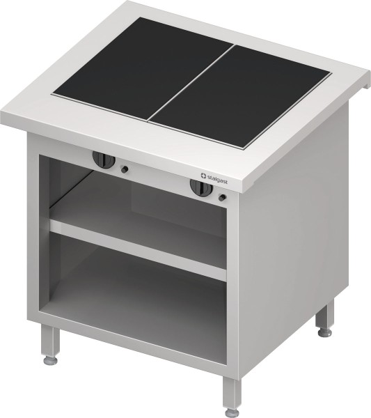 STALGAST Warmausgabe "Free Flow" mit 2 Wärmeplatten aus Glaskeramik und offenem Unterschrank 799x735