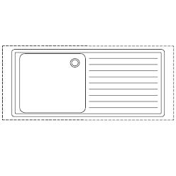 Aufpreis Einschweissbecken mit Randvertiefung und Abtropffläche zu Arbeitsplatte 60/70 cm