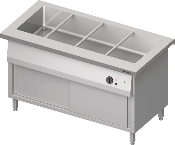 STALGAST Bain-Marie-Station "Free Flow" mit einem Becken 4x GN1/1 und Schiebetüren, 1465x735x880 mm