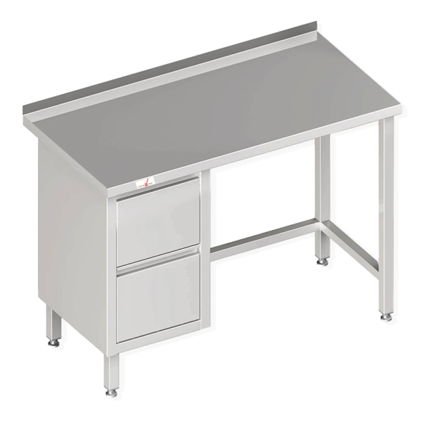 GASTROXTREM Arbeitstisch ohne Grundboden mit 2er Schubladenblock links - verschweißt - viele Ausführ