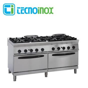Gastronomie-Gasherd 8-flammig 72 kW Tecnoinox P2FG16GG9 mit 2 Gasbacköfen GN 2/1