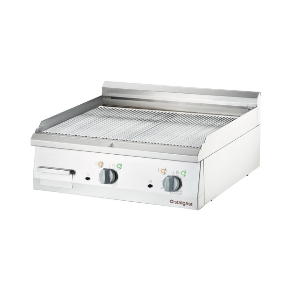 STALGAST verchromte Elektro-Griddleplatte als Tischgerät, 800x700 mm, gerillte Grillfläche, Serie 70