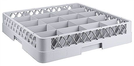 Tassenkorb 50 x 50 cm mit Trennung für 20 Tassen - Gastro Spülkorb grau 5x4