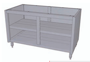 SCHOLL Edelstahl Unterbau Schrankelement ohne Tischplatte offen - Tiefe 600 mm mit Zwischenbord