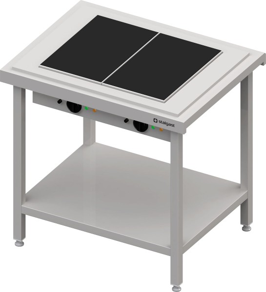 STALGAST Warmausgabe mit einer Glaskeramik-Wärmeplatte 2x GN1/1, 920x735x880, Edelstahlabdeckung