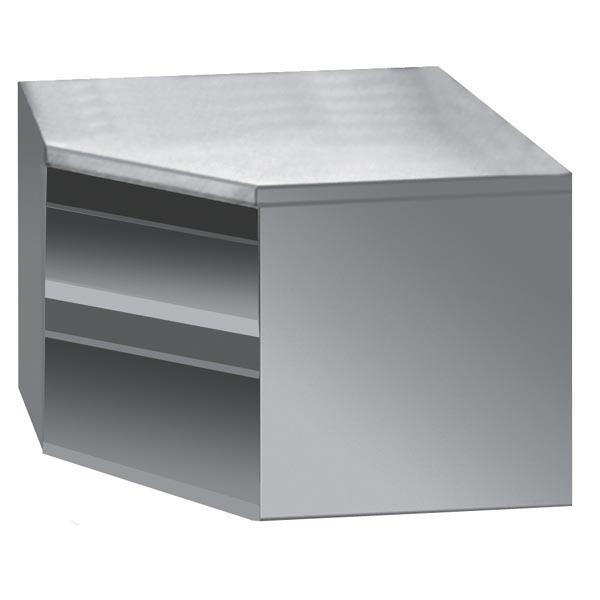 Edelstahl Eck-Wandhängeschrank 70 x 40 x 66 cm offen für die