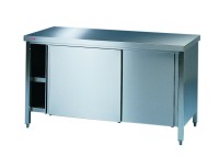 SCHOLL Edelstahl Schranktisch mit Schiebetüren - Tiefe 600 mm für die Gastronomie SCHOLL Edelstahl Schranktisch mit Schiebetüren - Tiefe 600 mm für die Gastronomie