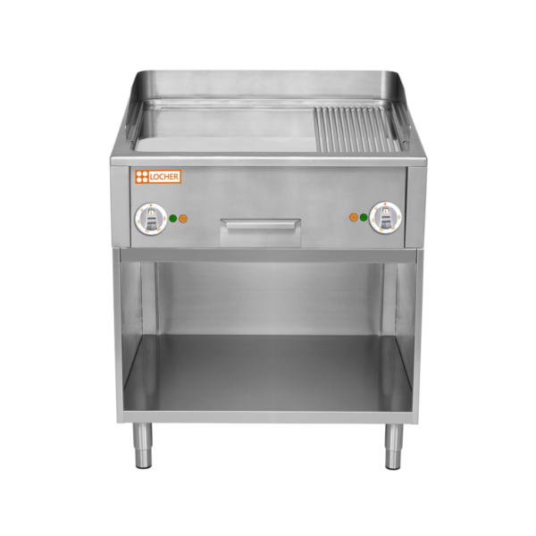 LOCHER 211493 Burger-Bratplatte 1000 hartverchromt, gerillt