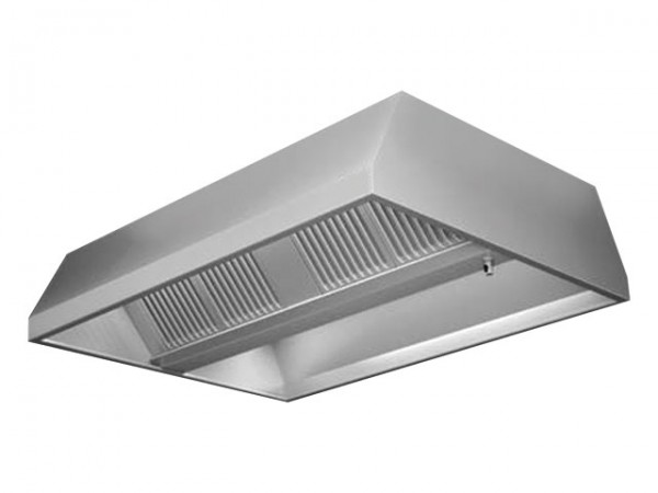 Zentralhaube, 2400x1800mm, ohne Motor, mit Beleuchtung, Trapezform, 3.600m³/h, 230V
