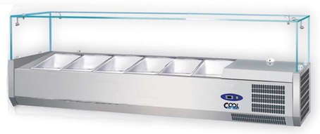 Kühlaufsatzvitrine 6xGN 1/3, Aufsatzkühlvitrine mit Glasaufbau COOL LINE by Nordcap