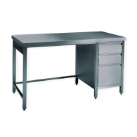 Edelstahl Arbeitstisch unterfahrbar mir Schubladenblock- Tiefe 800 mm - SCHOLL Modell TIRO Edelstahl Arbeitstisch unterfahrbar mir Schubladenblock- Tiefe 800 mm - SCHOLL Modell TIRO