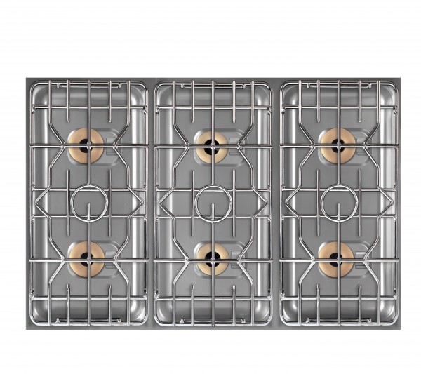 Berner BEG6P85 Hochleistungs-Gaskochfeld 41.000 Watt mit 6 Gasbrennern Zweikreis