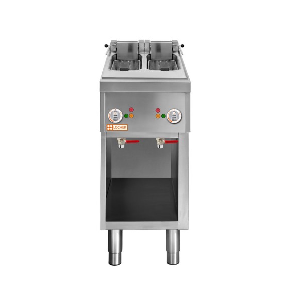LOCHER 227502 Elektro-Fritteuse mit 2 Becken, 2 x 10 Liter