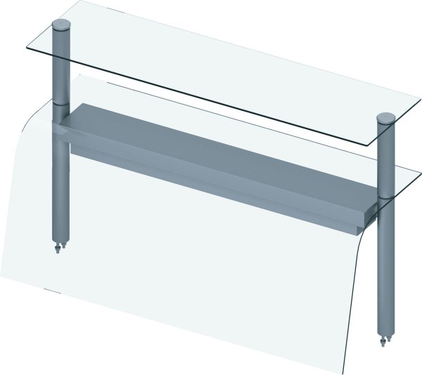 STALGAST Doppel-Glas-Aufsatzbord mit Hustenschutz und Wärmelampe 1122x455x700 mm für Speisenausgabes