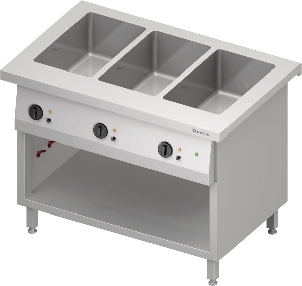 STALGAST Bain-Marie-Station "Free Flow" 3x GN1/1-Becken, 1132x735x880 mm Edelstahlabdeckung