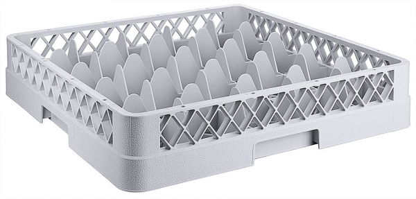 Gläserkorb 50 x 50 cm mit Trennung für 25 Gläser - Gastro Spülkorb grau 5x5