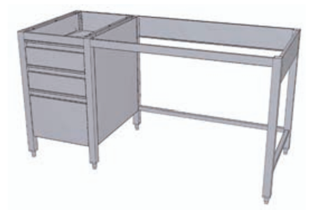 Offener Arbeitstisch mit Schubladenblock unterfahrbar ohne Tischplatte Tiefe 800 mm SCHOLL