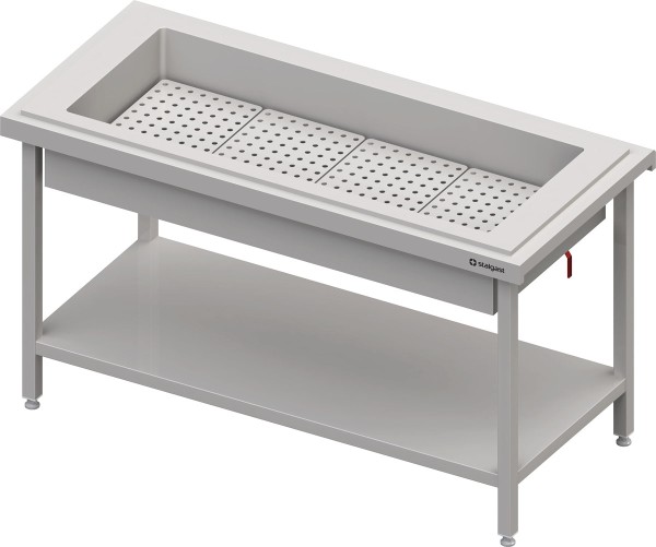 STALGAST Neutralausgabe mit Eiswanne 4x GN1/1, 1570x735x880 mm, Edelstahlabdeckung