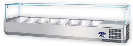 Kühlaufsatzvitrine 8 x GN 1/4, mit Glasaufbau COOL LINE by NordCap