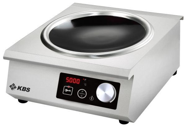 KBS Induktionswok Edelstahlgehäuse 5 kW Schott-Ceran ® Glaskeramik-Kochfläche