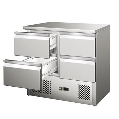 Gastrostellwerk Kühltisch Ecoline IV, 4 Laden, Edelstahl, Umluft für die Gastronomie