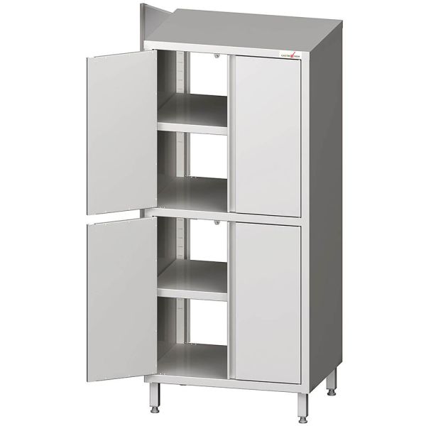 GASTROXTREM Edelstahl Durchreiche-Hochschrank mit 2 Schrankräumen und Flügeltüren 1800mm Höhe - vers