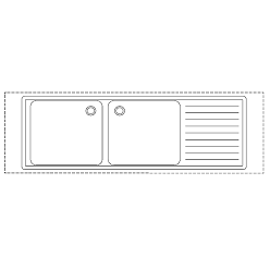 Aufpreis Einschweiss-Doppelbecken mit Randvertiefung zu Arbeitsplatte 60/70 cm