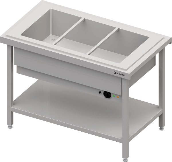 STALGAST Warmausgabe mit einem Bain-Marie-Becken 3x GN1/1, 1245x735x880, Edelstahlabdeckung