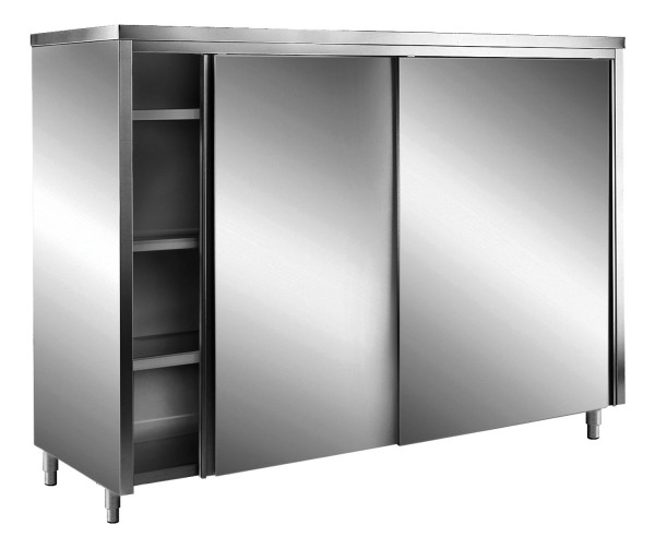 SARO Edelstahl-Lagerschrank mit Schiebetüren AISI 304 - Flachdach - versch. Ausführungen