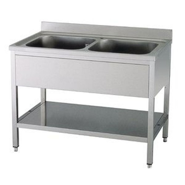 KBS Spültisch mit Aufkantung 2 Becken B 120cm