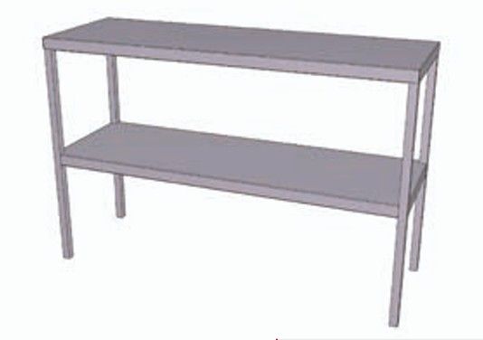 Edelstahl Aufsatzbord 2-etagig mit Rohrstehern - Tiefe 400 mm SCHOLL