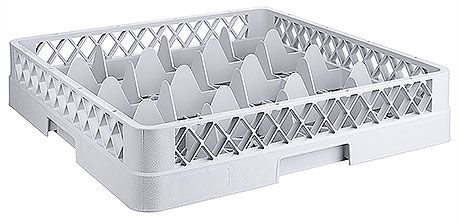 Gläserkorb 50 x 50 cm mit Trennung für 16 Gläser - Gastro Spülkorb grau 4x4