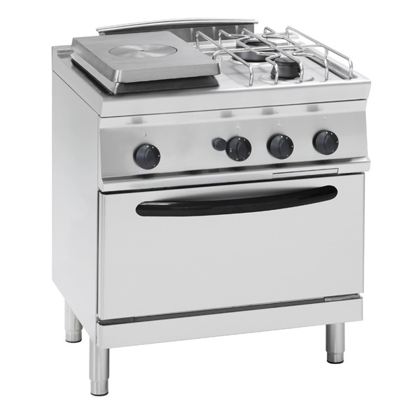 Tecnoinox Gasherd, 2 Brenner, 1 Glühplatte mit Gasbackofen, 22 kW