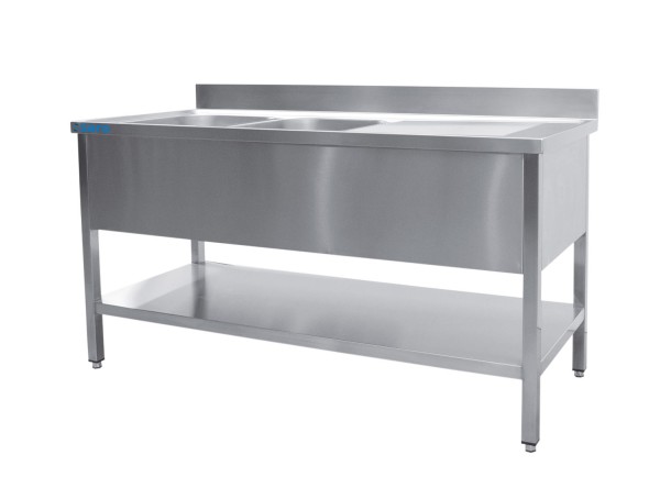 SARO Spültisch 2 Becken 500x500 links - B 1800 x T 700