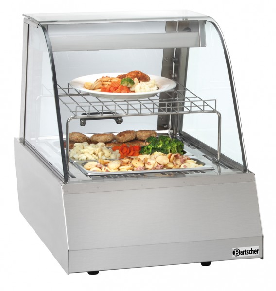 Bartscher Heiße Theke / Warmhaltevitrine 1 x GN 1/1 mit rundem Glasaufbau für die Gastronomie