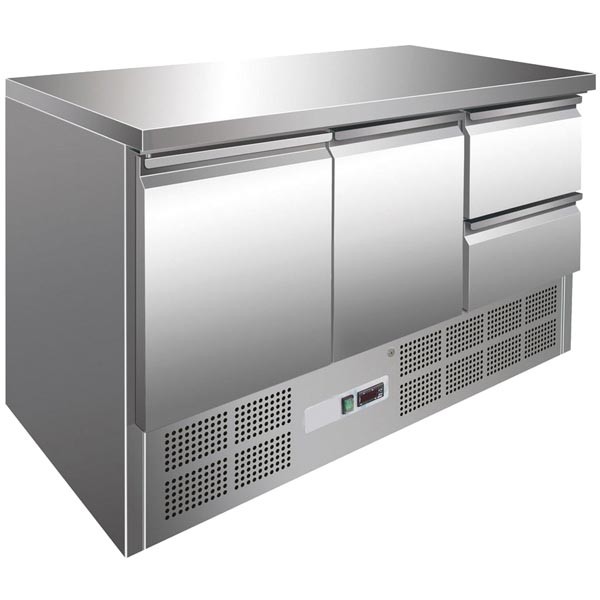 Gastrostellwerk Kühltisch 2 Türen + 2 Laden