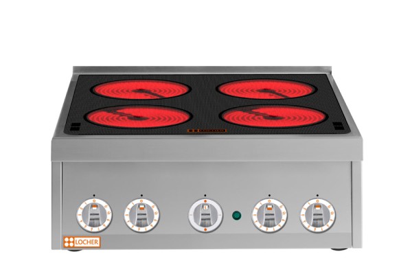 LOCHER 237303 Elektroherd, 4 Kochstellen á 3 kW, - Strahlheizkörper mit elektronischer Topfe